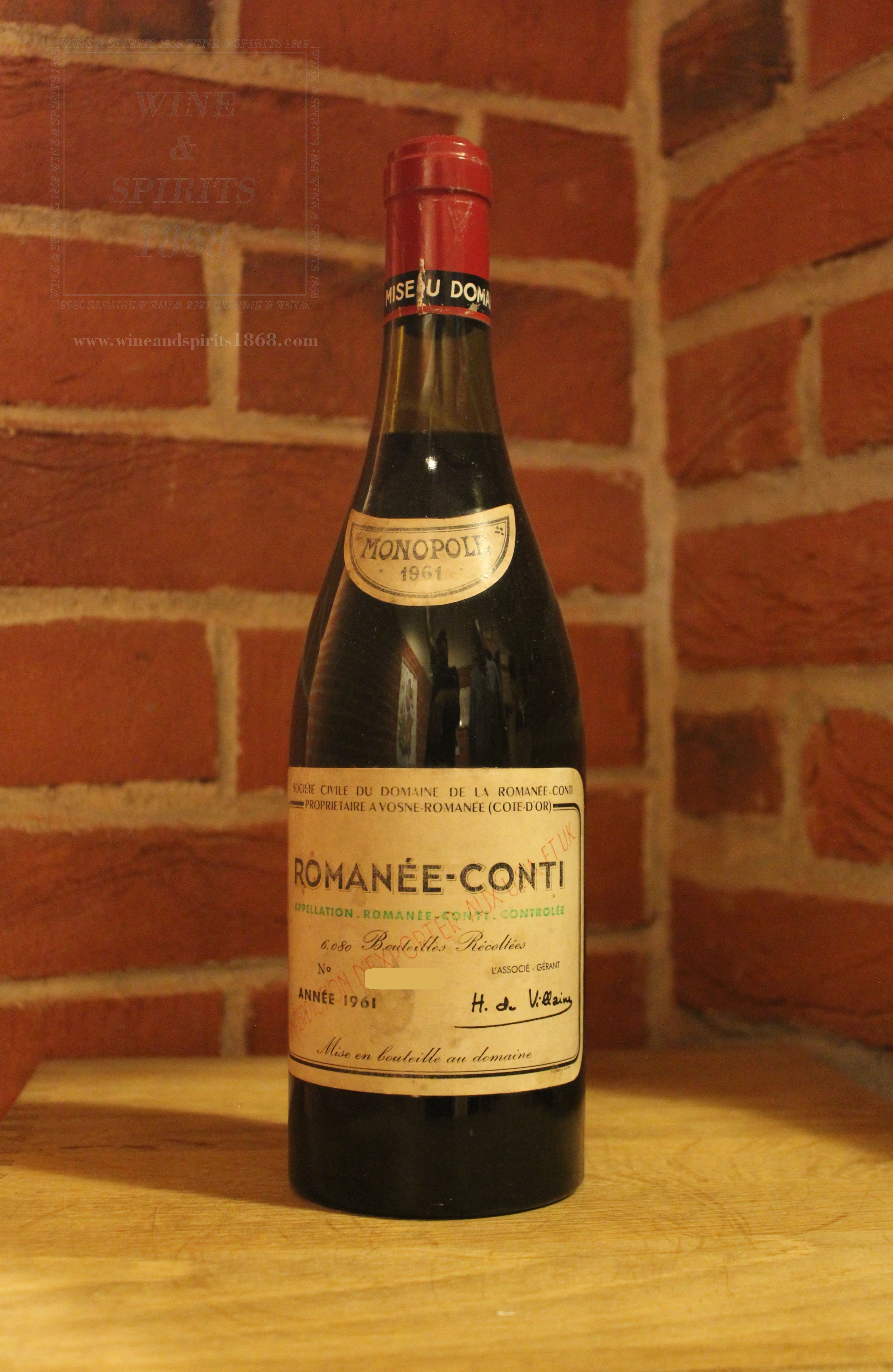 Wine and Spirits 1868 - Domaine Romanee Conti Romanee Conti 1961
